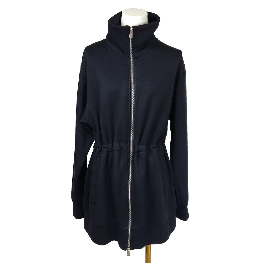 Converse All Star Full Zip Sweatshirt Cinched Waist Mock Neck Black M Athleisure